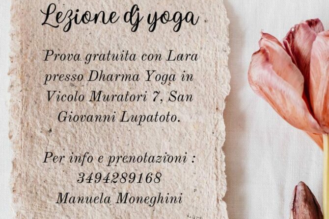 LEZIONE DI PROVA GRATUITA IN PAUSA PRANZO…
Lezione di prova gratuita in pausa pranzo dalle 13 alle 14 con Lara presso il Dharma Yoga . Ci sono ancora alcuni posti disponibili…